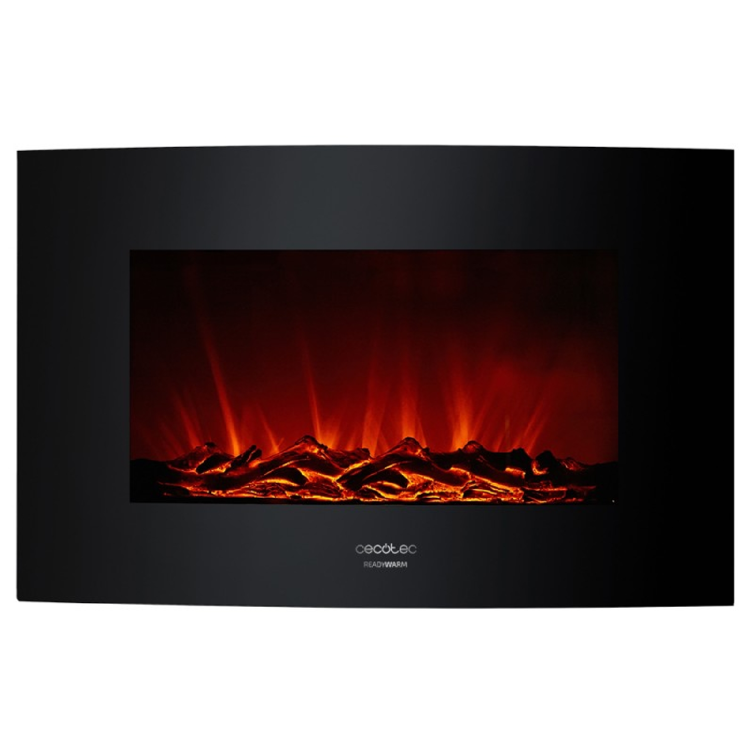 Calefactor - Chimenea eléctrica ReadyWarm 3500 Curved Flames CECOTEC, Negro