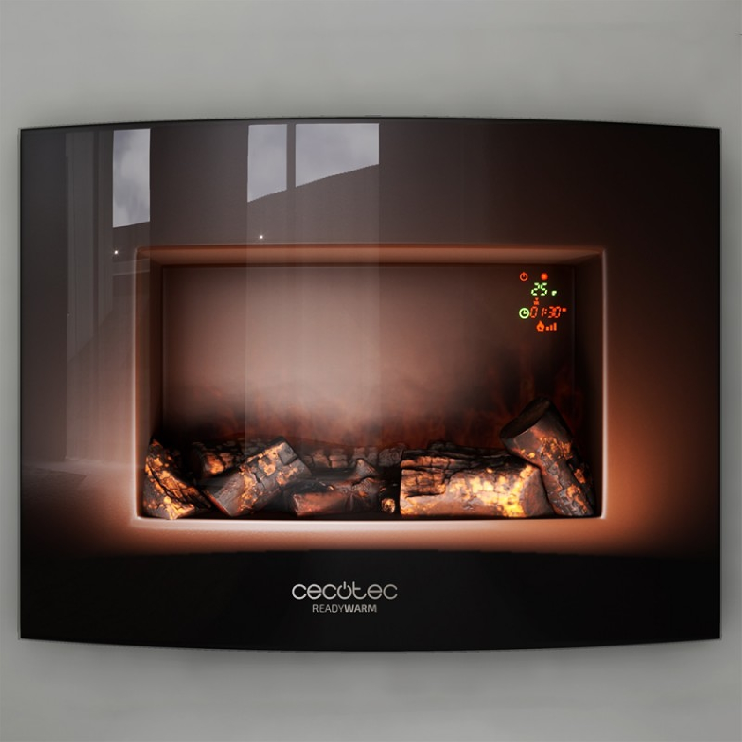 Chimenea eléctrica - ReadyWarm 2200 Curved Flames CECOTEC, Black