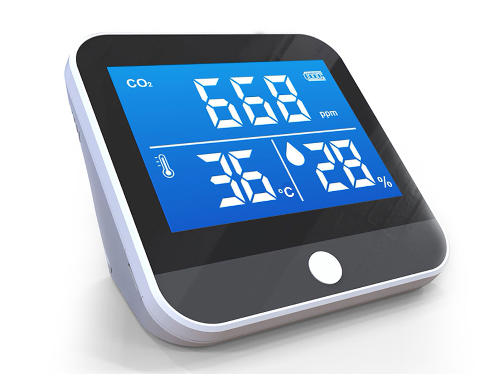 PURLINE Drahtlose CO2-, PM2-Sensor, Wetterstation und Temperatur- mit Wetterstation Feuchtigkeitsmesser