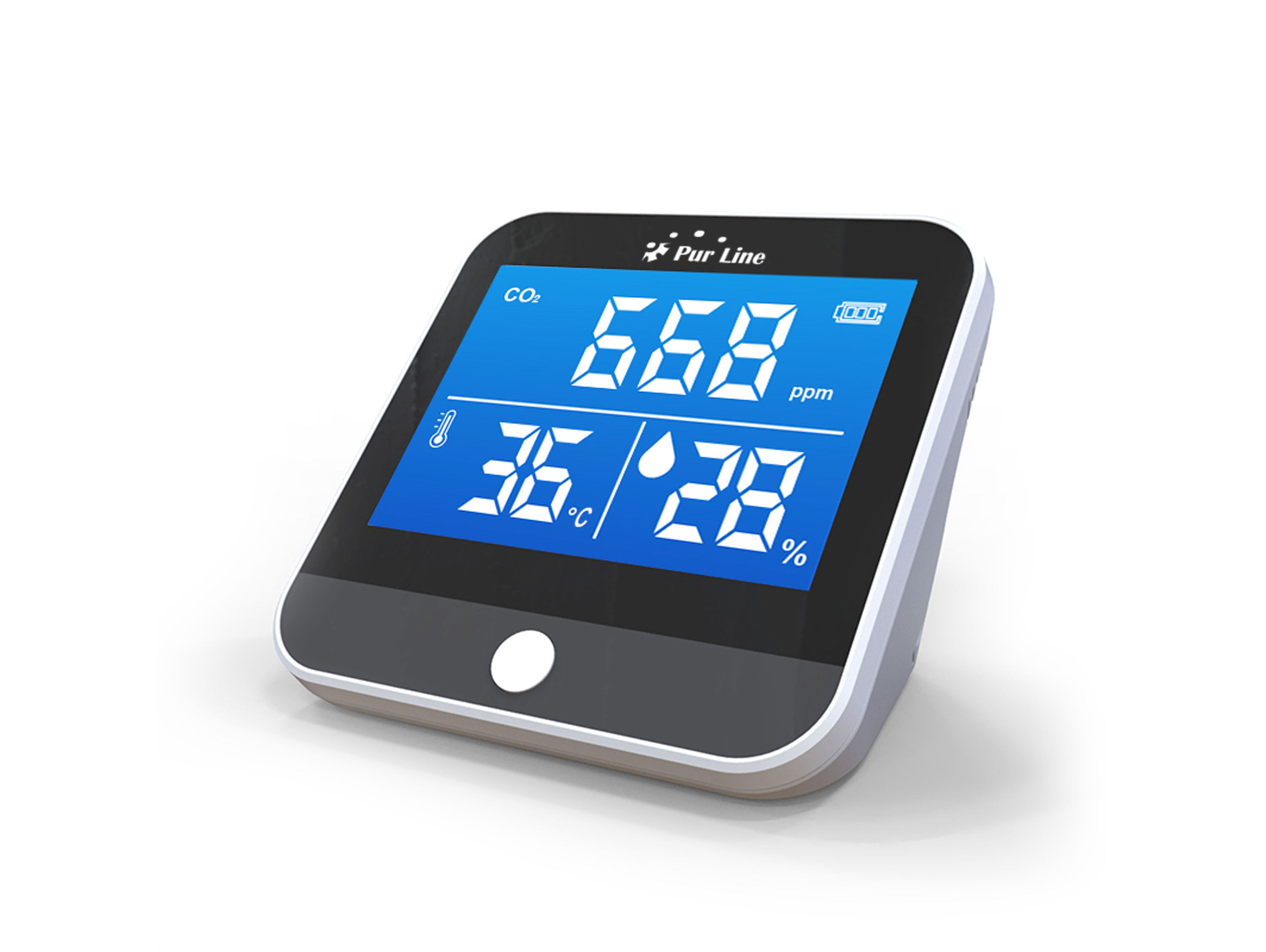 PURLINE Drahtlose Feuchtigkeitsmesser mit CO2-, Wetterstation und Temperatur- PM2-Sensor, Wetterstation
