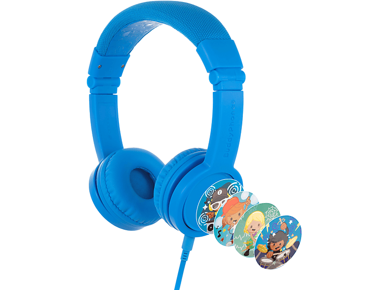 BUDDYPHONES Explore Plus Lautstärkebegrenzende Kinder-Kopfhörer, On-ear Kinder Kopfhörer Blau