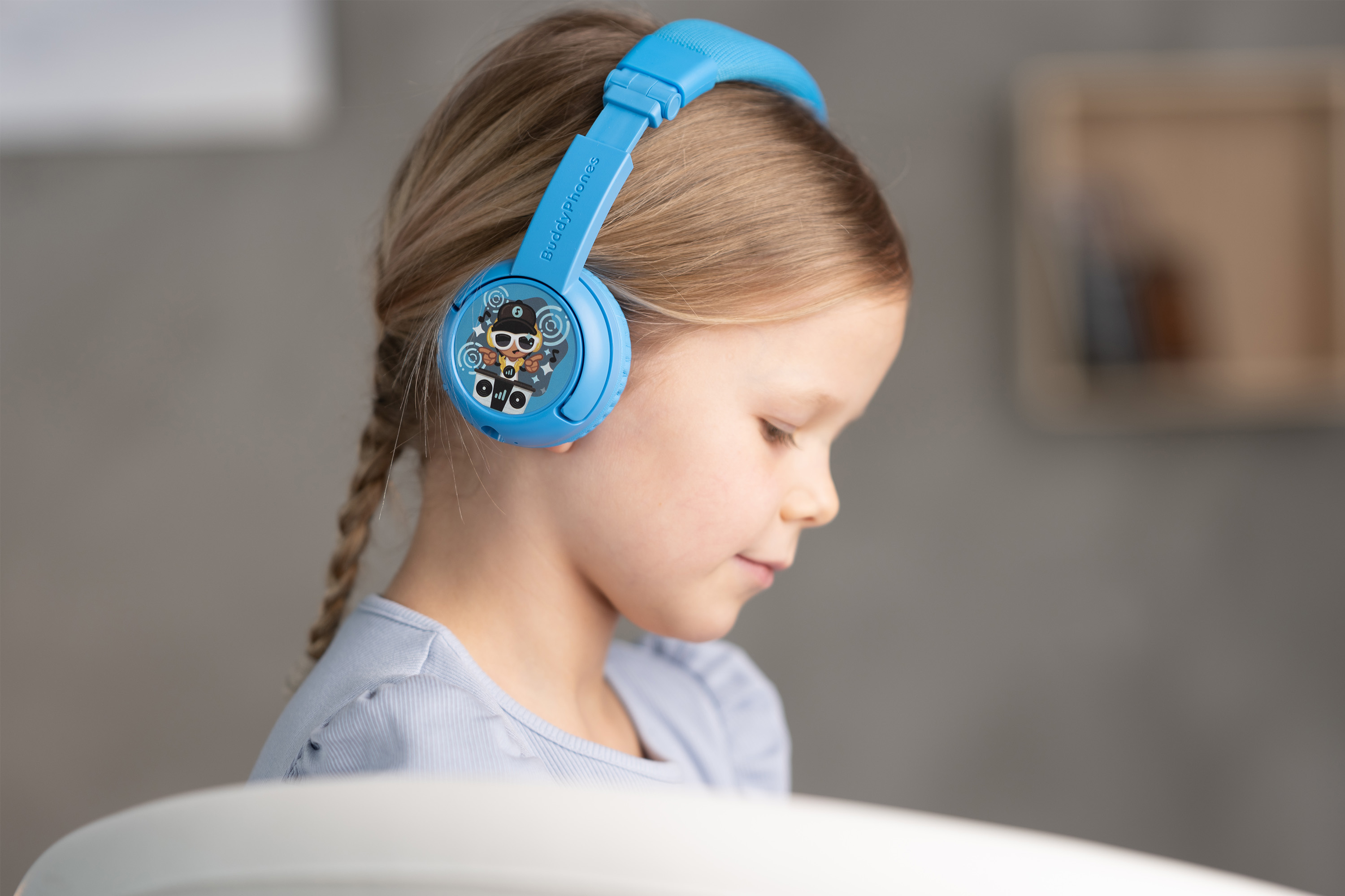 BUDDYPHONES Play Plus, On-ear Bluetooth Kopfhörer Blau Kinder