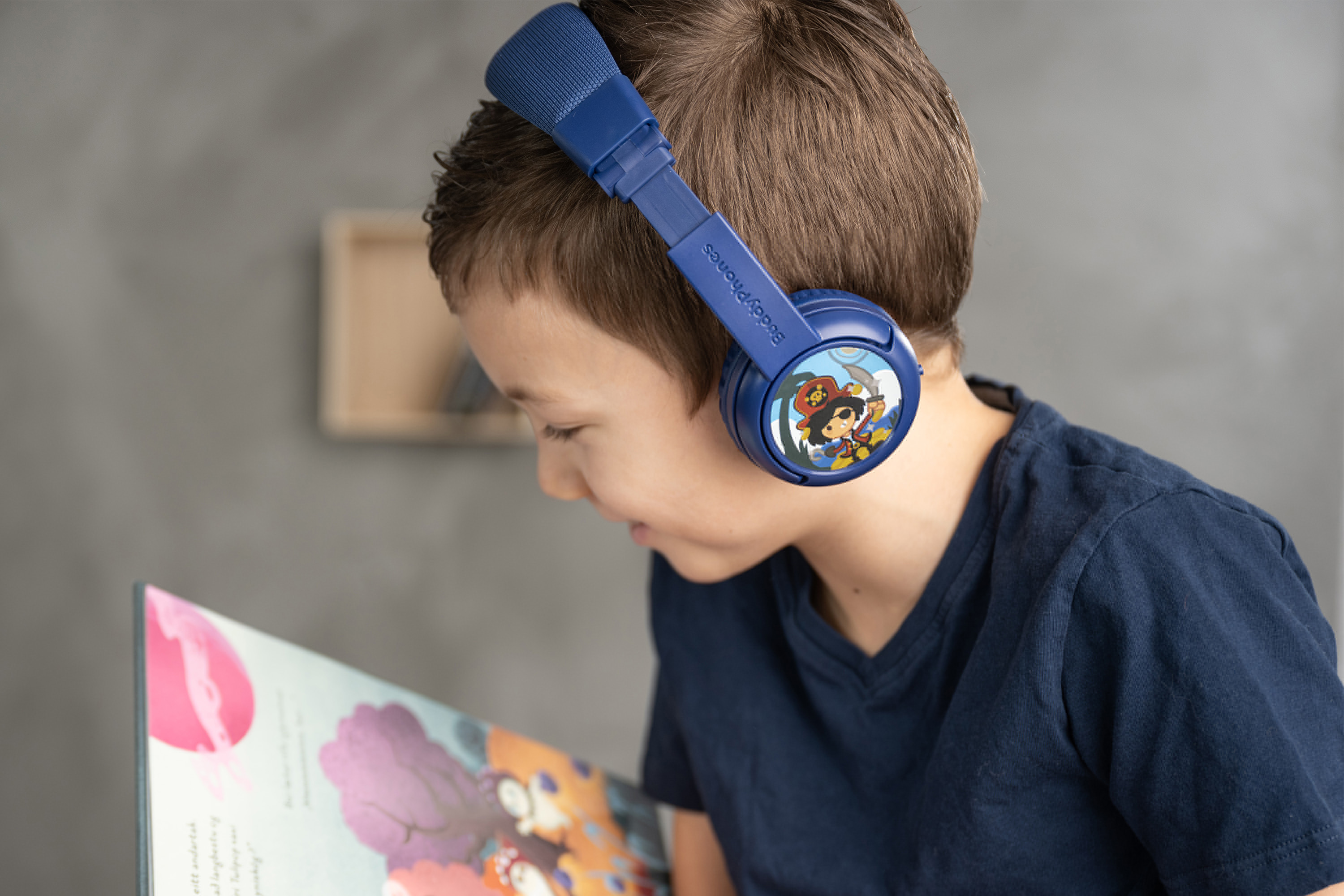 BUDDYPHONES Play Plus, Blau On-ear Kinder Kopfhörer Bluetooth