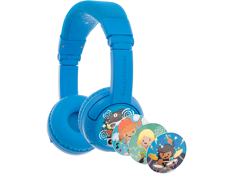BUDDYPHONES Play Plus, On-ear Bluetooth Kopfhörer Blau Kinder