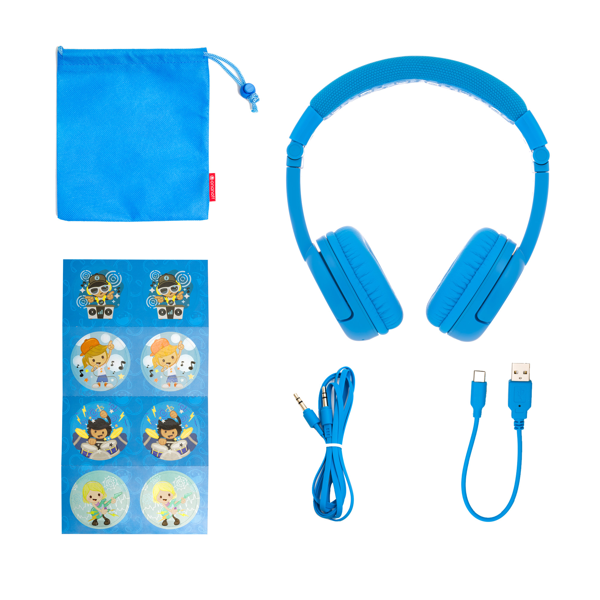 BUDDYPHONES Play Plus, On-ear Bluetooth Kopfhörer Blau Kinder