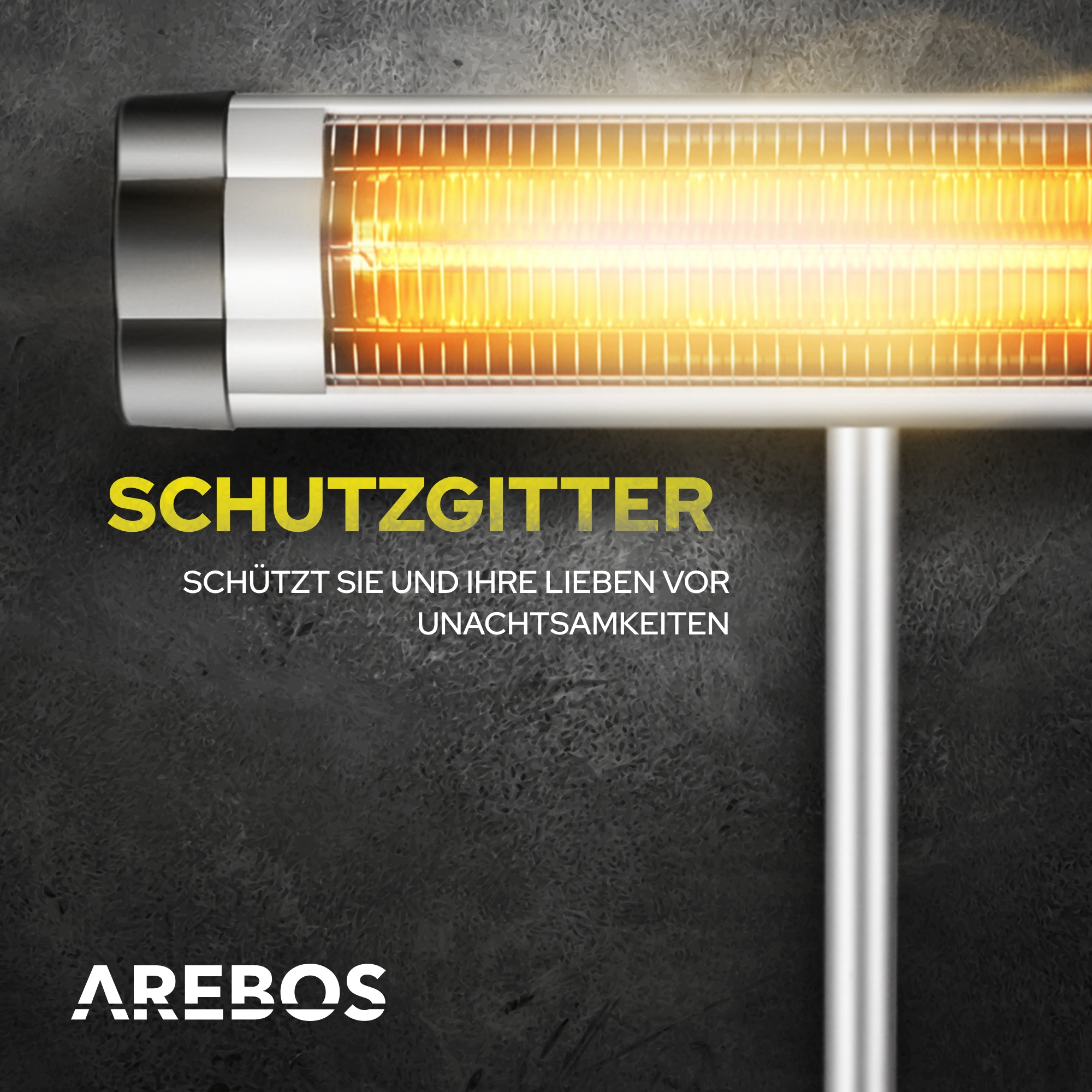 Heizstrahler, Silber Höhenverstellbar Stativ | mit Infrarot | AREBOS Fernbedienung Schwenkbar &