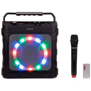 Altavoz Karaoke - FONESTAR FONESTAR PARTYBOX Altavoz portátil para fiestas con karaoke, Bluetooth, Reproductor USB/MicroSD/FM, Entrada auxiliar jack 3.5mm, entrada micro, 20 W RMS, Negro