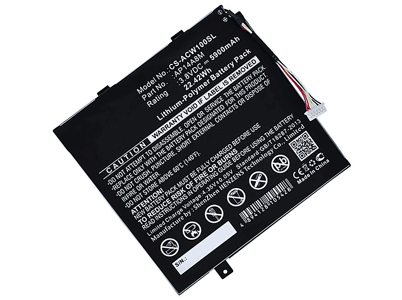 MOBILOTEC Akku kompatibel mit Acer KT.0020G.004 Li-Pol Akku, Li-Pol, 3.8 Volt, 5900 mAh