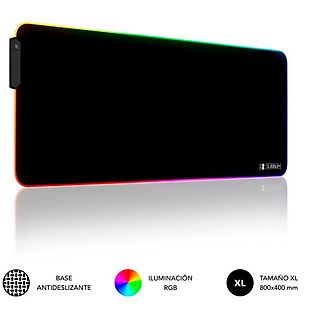 Alfombrilla de ratón  - SUBBLIM Alfombrilla de ratón RGB Premium Extragrande 800 x 300 x 4 mm SUBBLIM, Negro RGB