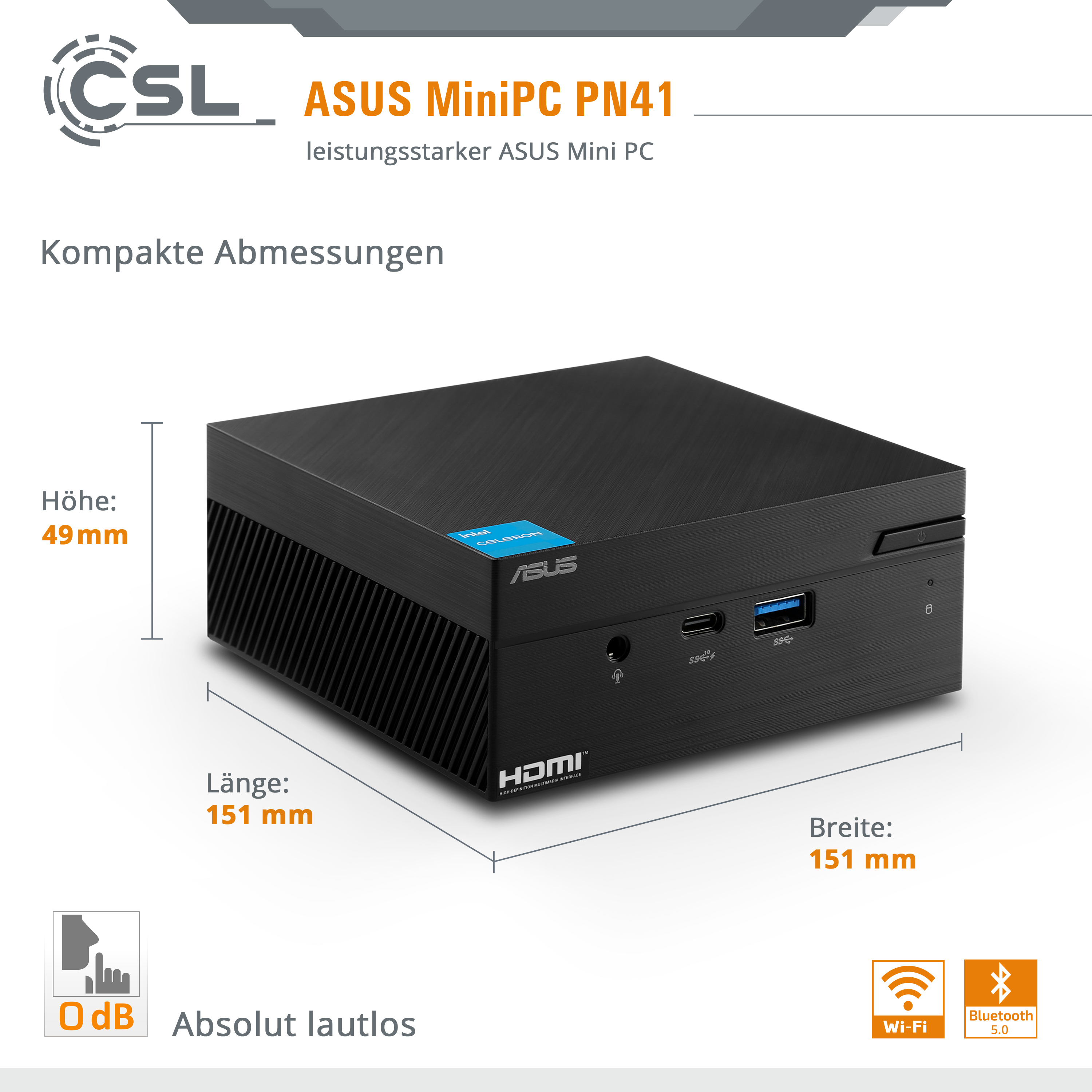 ASUS PN41 / 500 GB RAM, GB Bit), (64 SSD, 16 Win GB 16 Pro GB / 500 M.2 Mini-PC, / Intel® Pro, SSD Windows 11 11