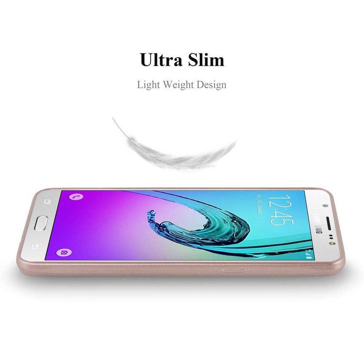 Samsung, METALLIC ROSÉ 2016, CADORABO Galaxy Backcover, GOLD Hülle, TPU Metallic J7 Matt