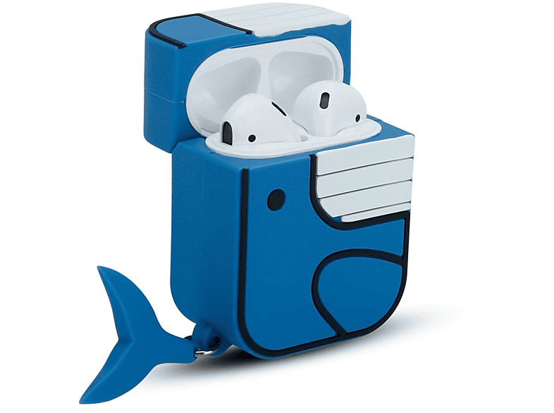 CADORABO Kopfhörer & Whale 1 Schlüsselanhänger, Apple, Schutzhülle 2, Blue 3D Sleeve, Case AirPod