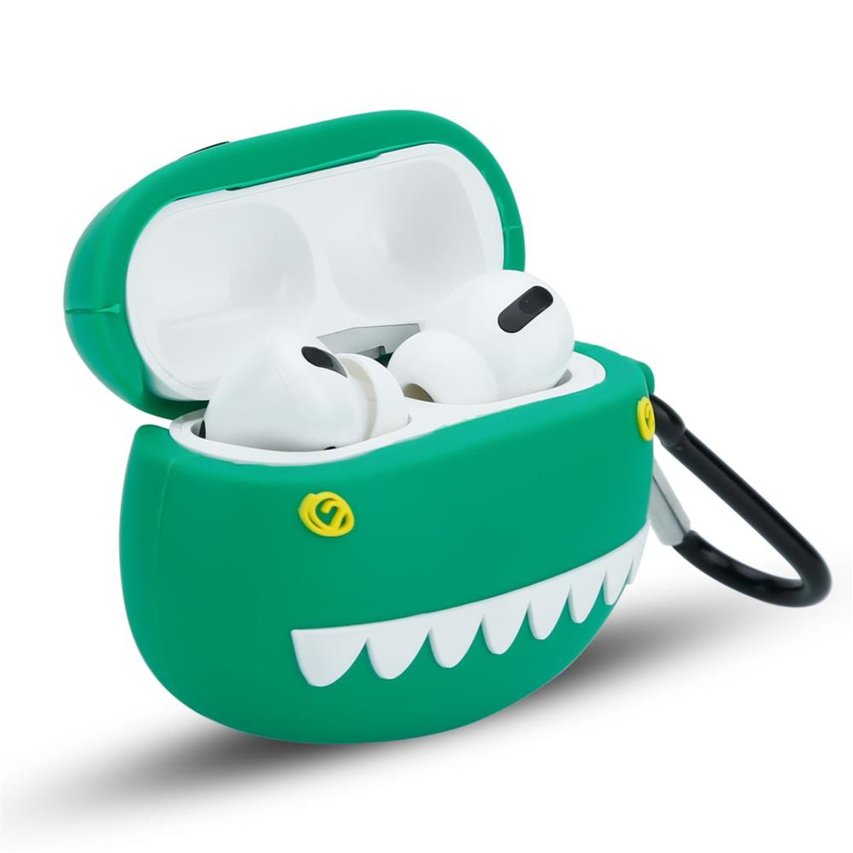 CADORABO Kopfhörer Schutzhülle 3D PRO AirPod Green Love 2, Schlüsselanhänger, Dinosaur Sleeve, Apple, Case