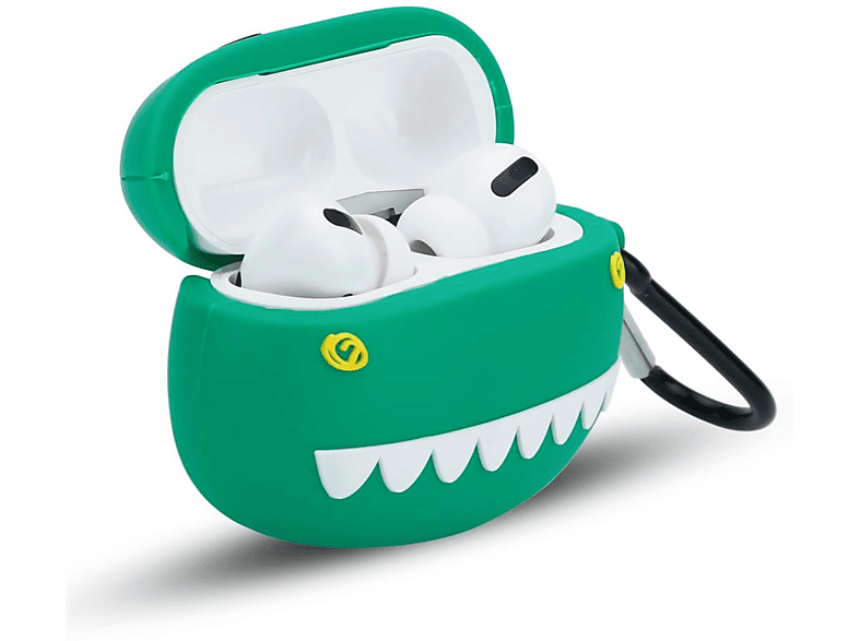 CADORABO Kopfhörer Schutzhülle 3D Case Schlüsselanhänger, Sleeve, Apple, AirPod PRO 2, Love Dinosaur Green