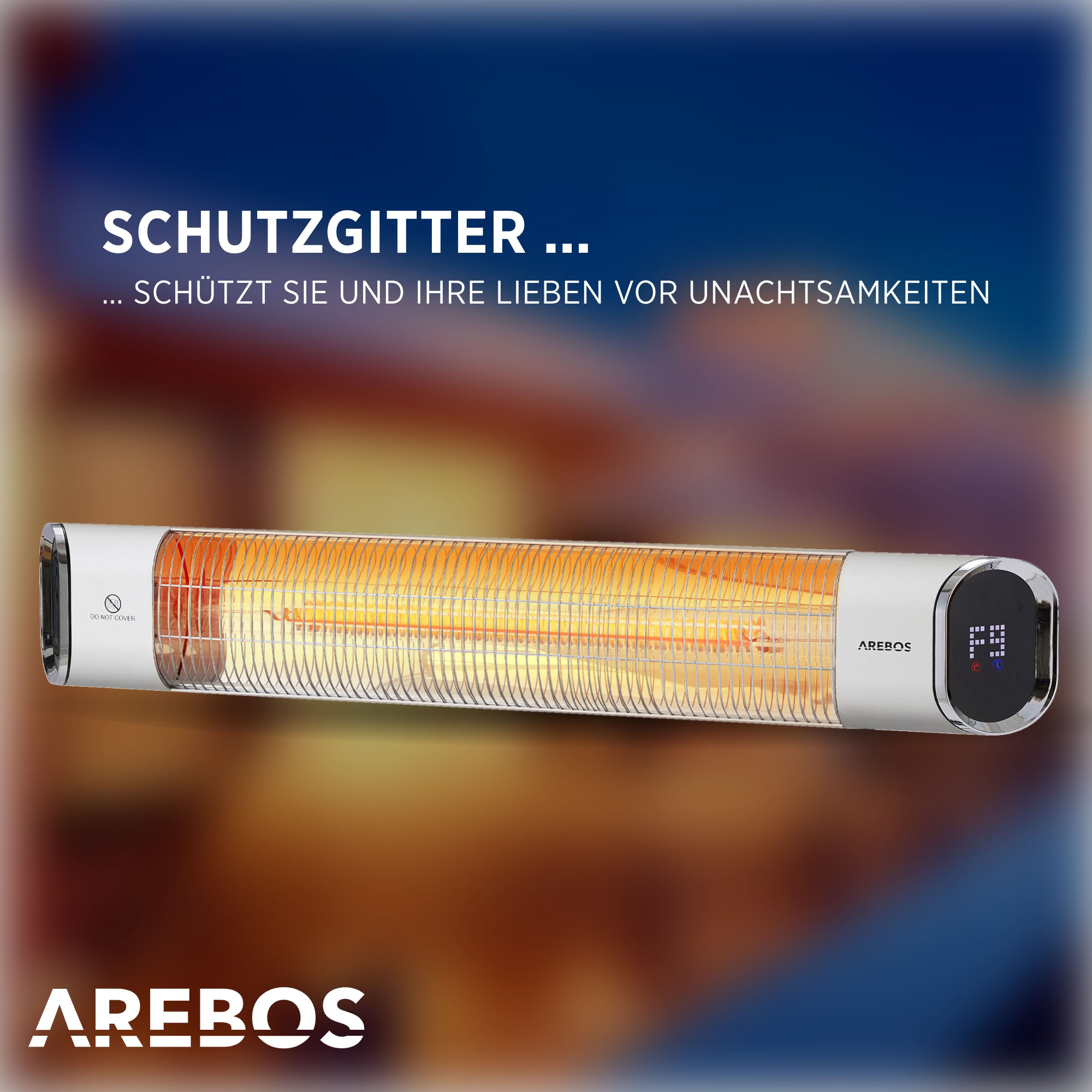 AREBOS mit Fernbedienung inkl. 60° silber Heizstufen Neigung | | Infrarot 2 Montagematerial Heizstrahler