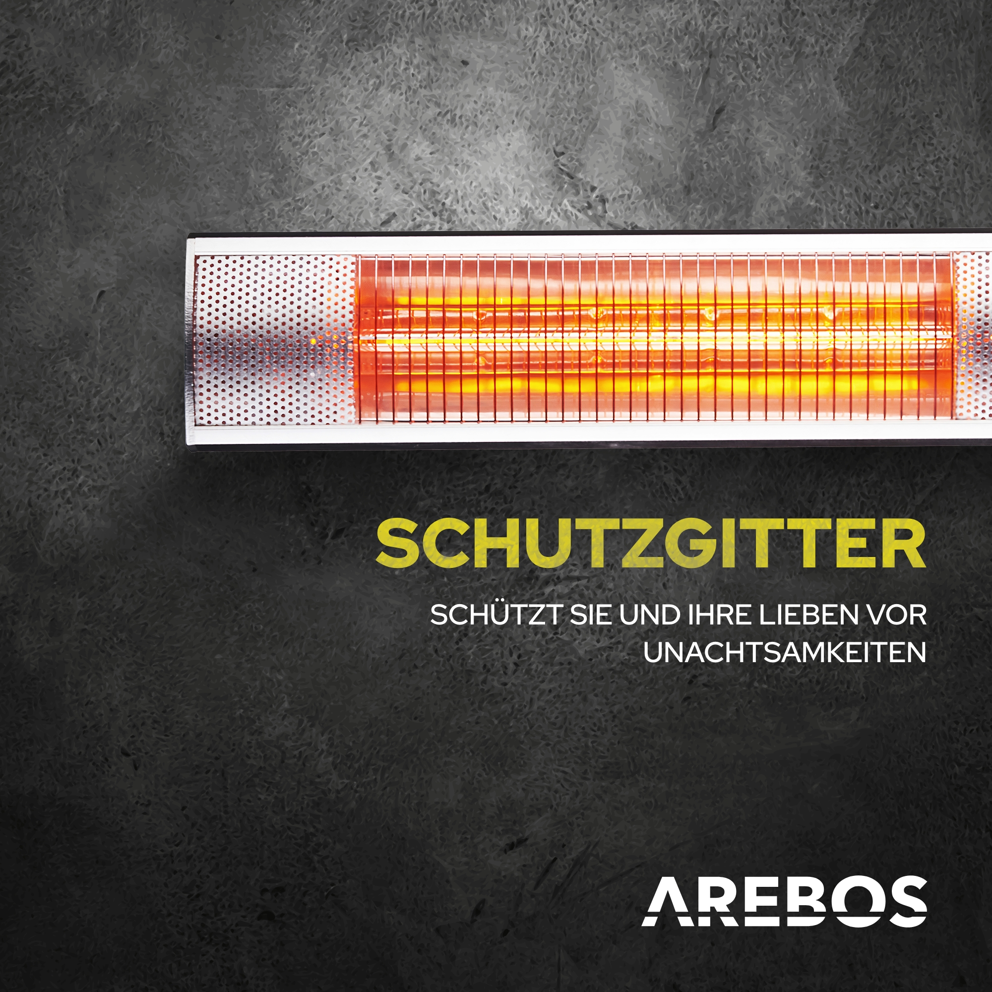 AREBOS 3 Heizstufen | Quarzstrahler Gastro-Bar Infrarot Heizstrahler mit Fernbedienung, Silber Heizstrahler
