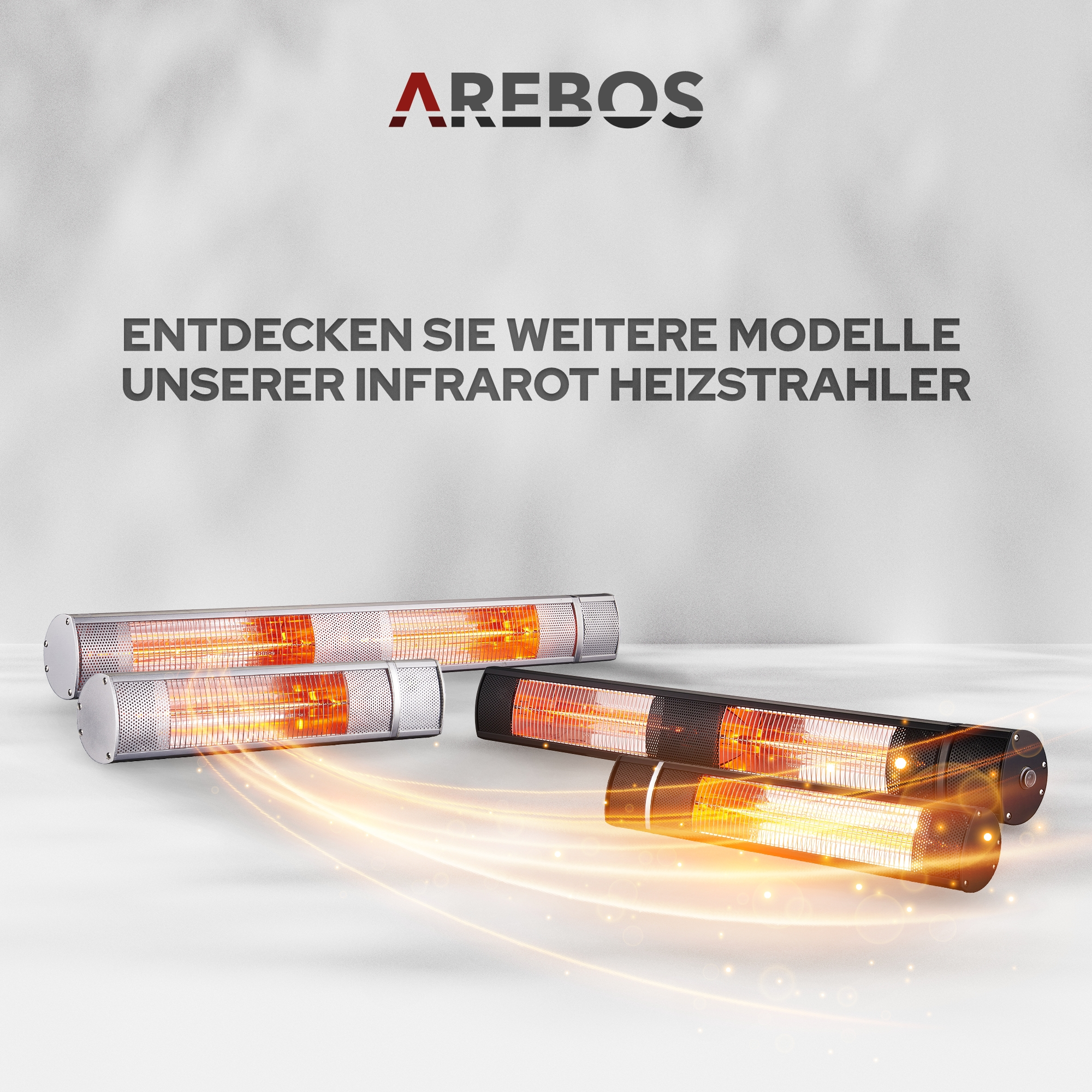 Heizstrahler Fernbedienung, Heizstufen Gastro-Bar | mit AREBOS Infrarot Quarzstrahler Heizstrahler 3 Silber
