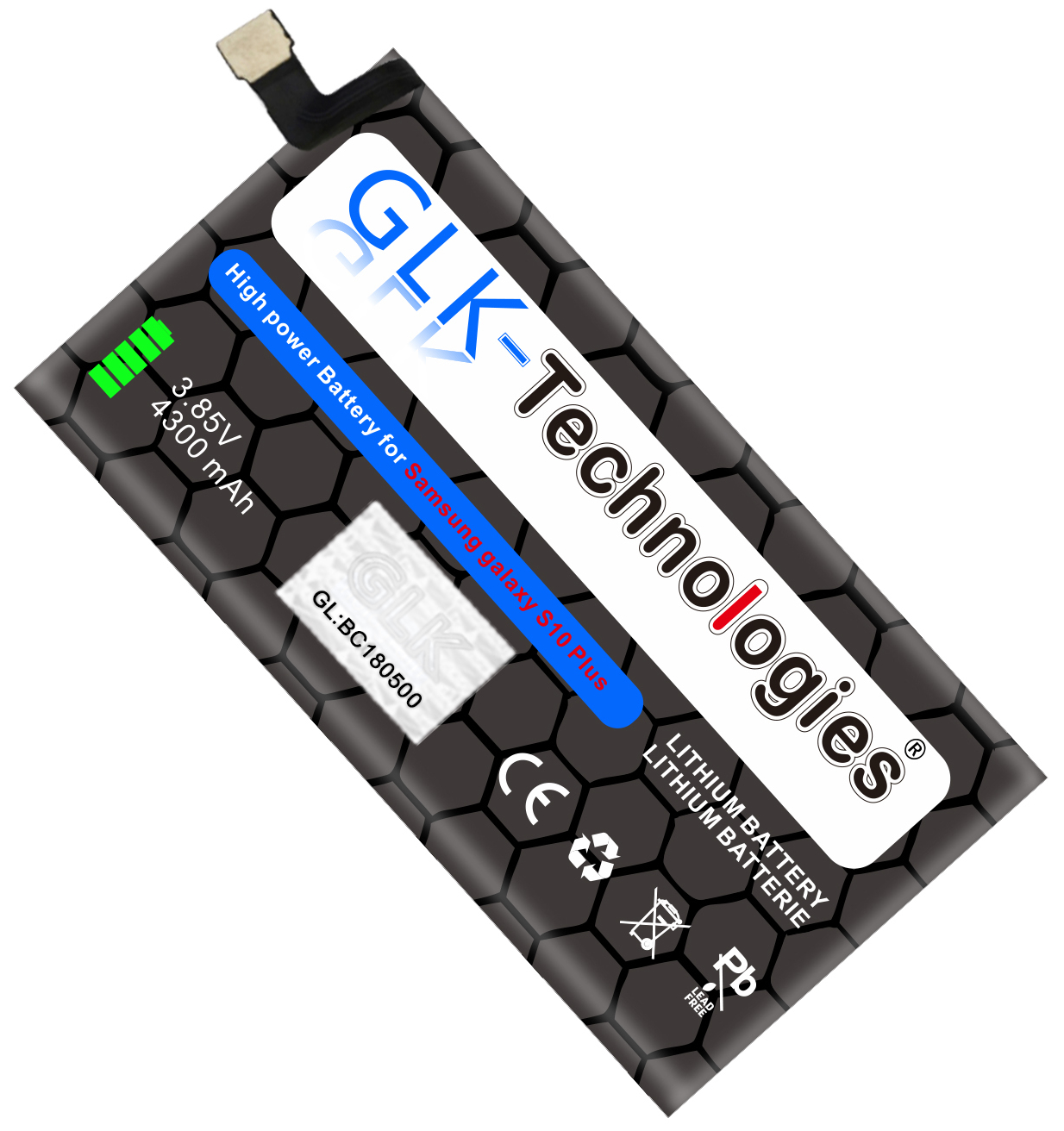 GLK-TECHNOLOGIES Ersatz Akku für Samsung 3.85 G975 mAh Akku, Plus Volt, S10 Smartphone Galaxy 4300 GLK-S10E mAh S10+ Li-Ion, EB-BG975ABU Ersatz 4300