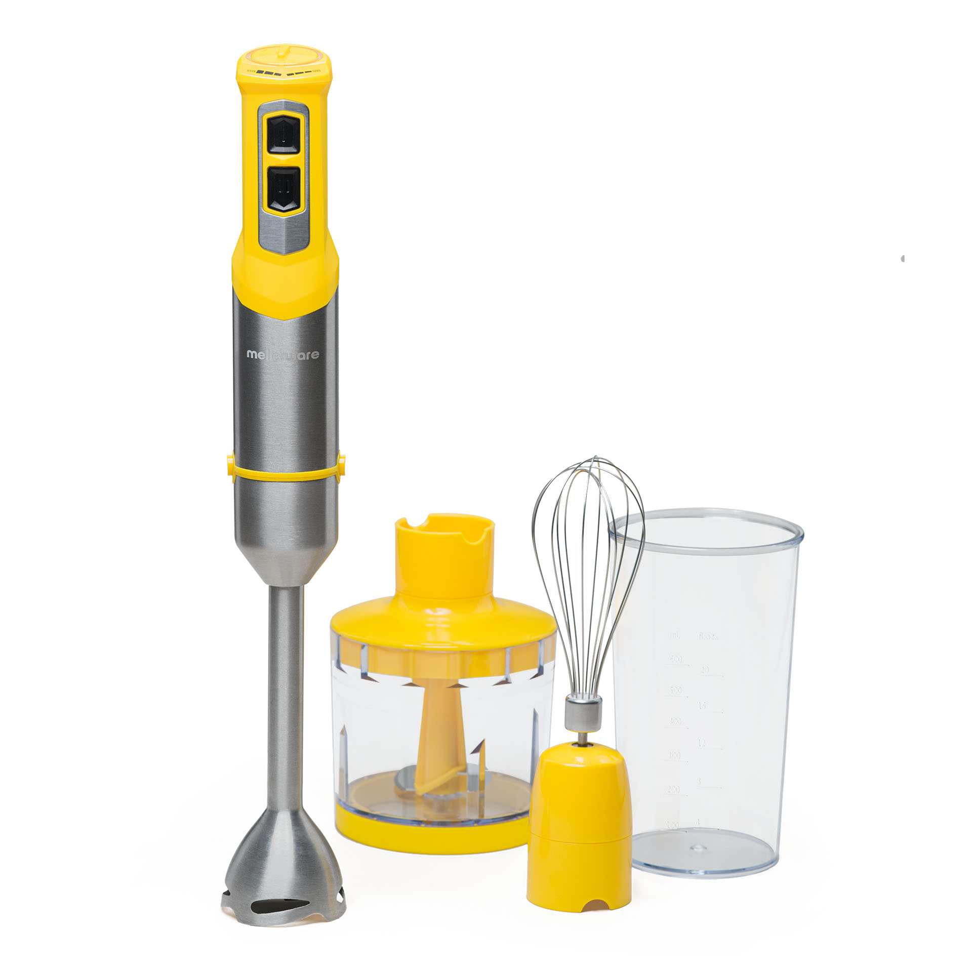 Batidora De Mano spiro mellerware amarillo 1000 w picadora potencia acero inoxidable velocidad regulable luz led turbo incluye vaso medidor varillas