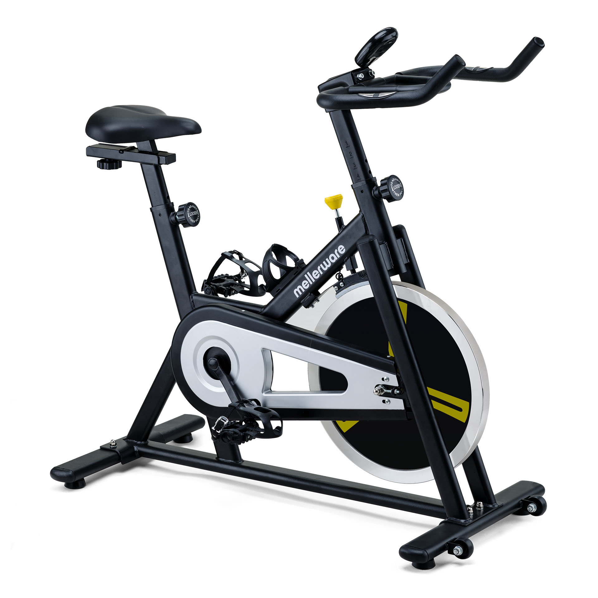 Mellerware Bicicleta Estatica spinning ajustable con pantalla lcd y manillar regulables. bike track indoor loopy negro disco de inercia 16