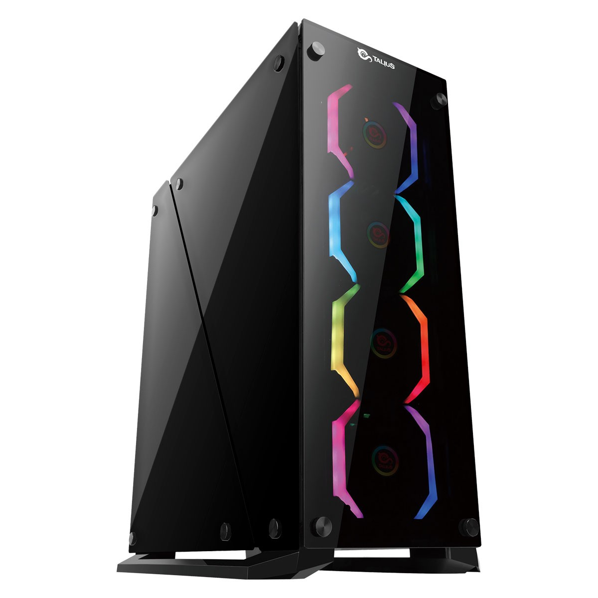 Talius Caja Atx gaming cygnus cristal templado 4fan usb 3.0 rgb pc talcygnus 4fa