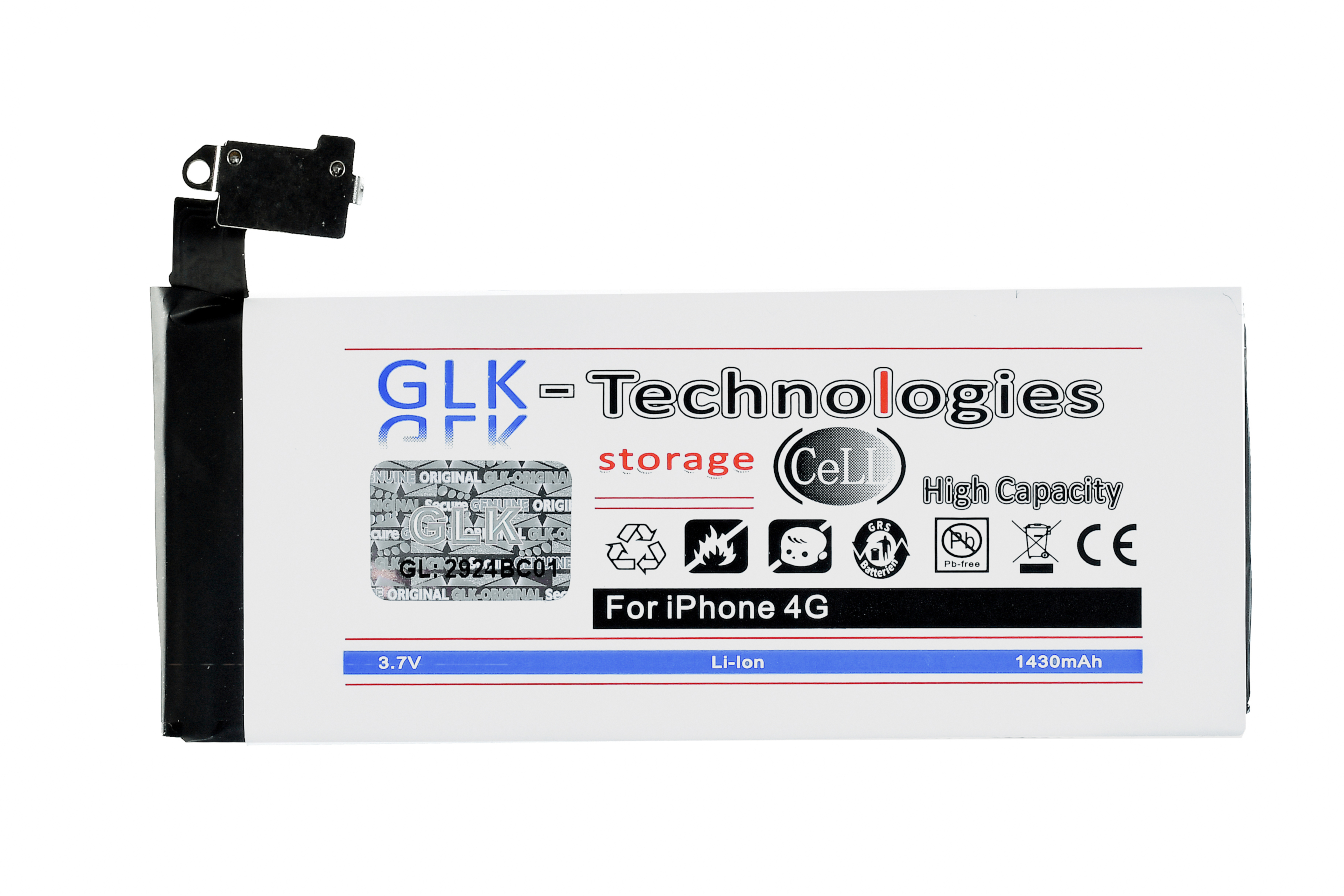 GLK-TECHNOLOGIES High Power 1430mAh Akku, Smartphone 3.8 Werkzeug für iPhone Ersatz Lithium-Ionen, Lithium-Ionen-Akku inkl. Ersatz 1430mAh Volt, Akku Battery 4