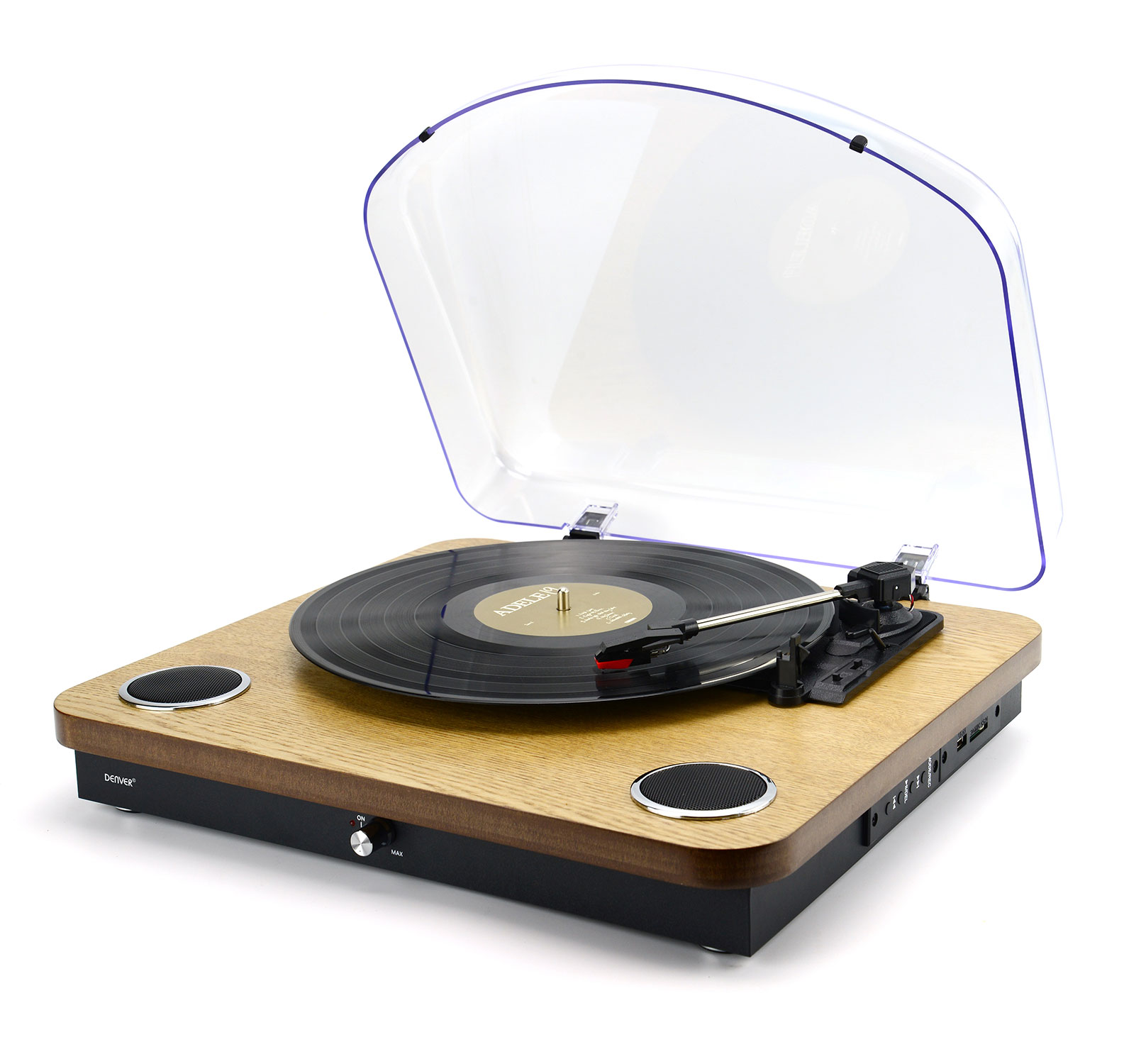 Tocadiscos - Denver Electronics Tocadiscos Retro con Ranura para Tarjeta SD, Marrón DENVER, SD y USB, Marrón