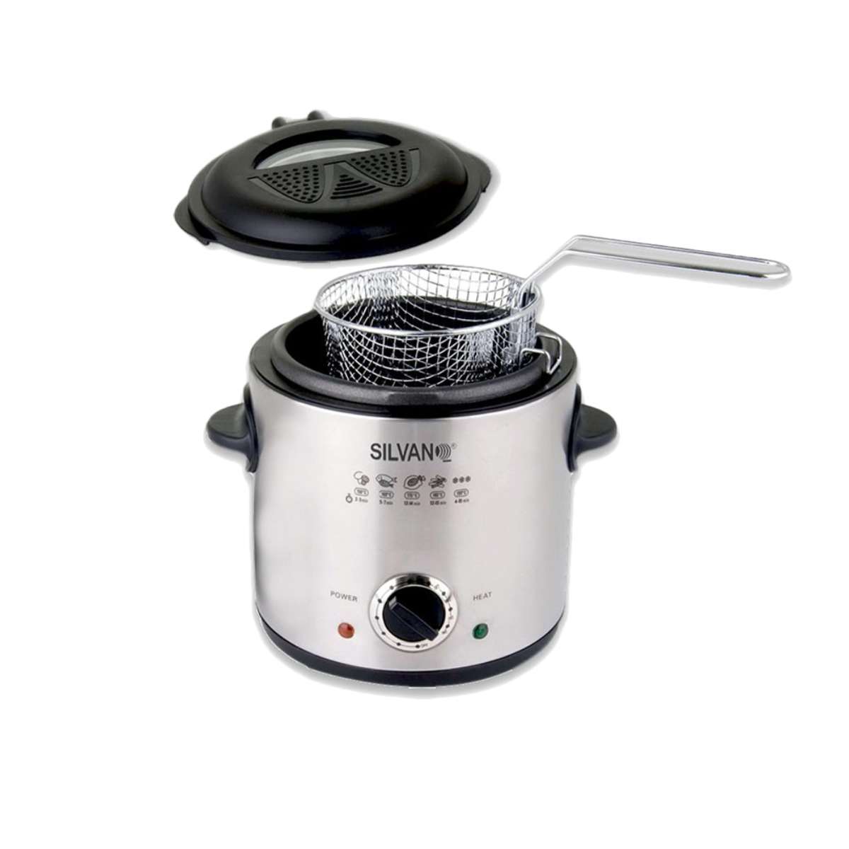 Freidora 1 De acero inoxidable litro silvano 34frai10 1l 900w electrica 2l cesta cromada 1200w con ventana