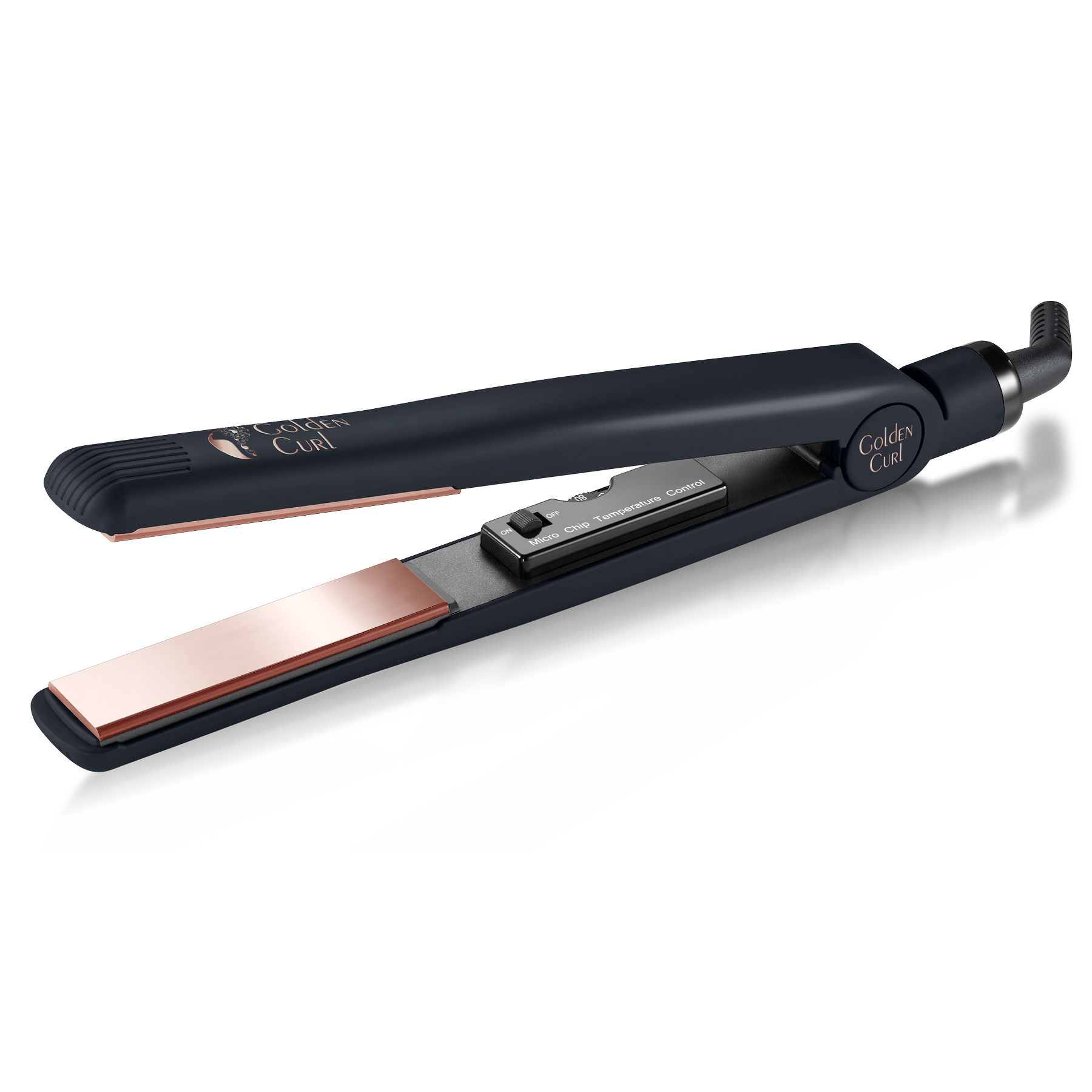 PIASTRA PER CAPELLI GOLDEN CURL GC_829, Piastre ceramiche, Tecnologia a ioni, Nero, Rosa Oro, Potenza 45 W, Rivestimento in Ceramica, Temperatura max 230 °C, Si riscalda in 30 s