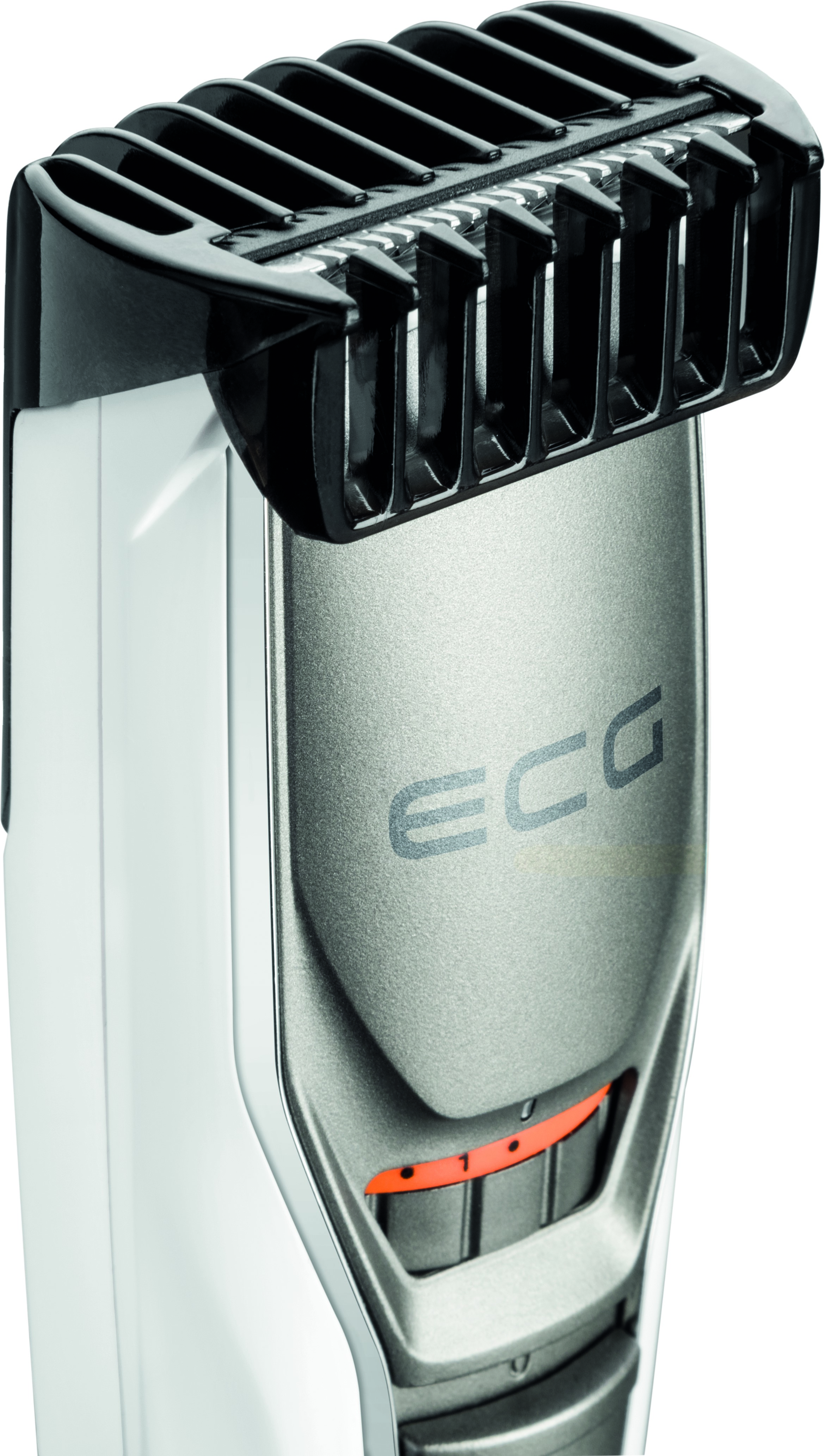 Elektryczna maszynka do brody, zbliżenie na ostrze i szczegóły obudowy.