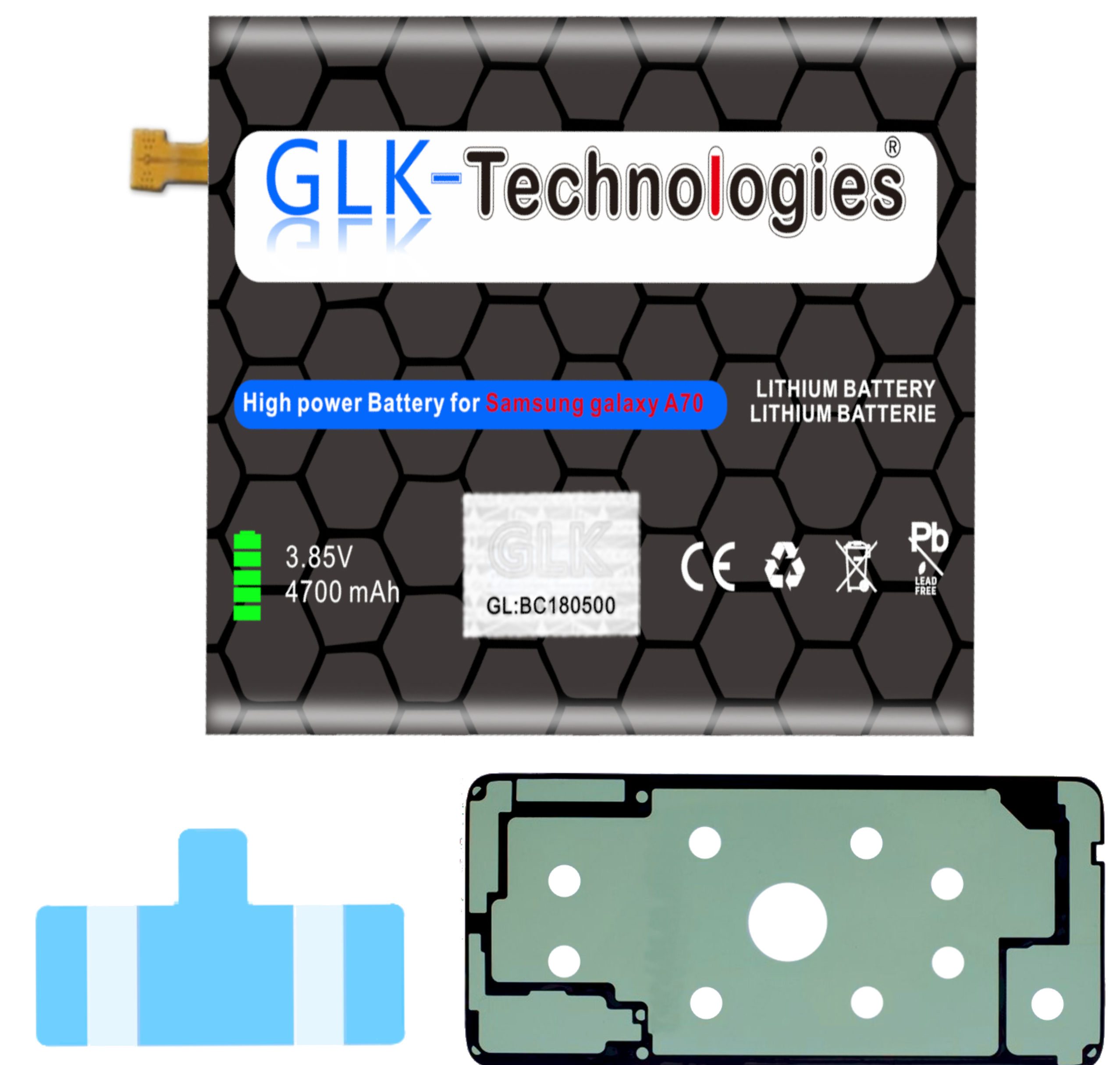 GLK-TECHNOLOGIES High Power Ersatz Akku Ersatz / Smartphone SIM Samsung Li-Ion 3.85 Lithium-Ionen, DUAL A70 SM-A705DS 4700mAh Volt, A70 4700mAh für SM-A705F Akku, Galaxy
