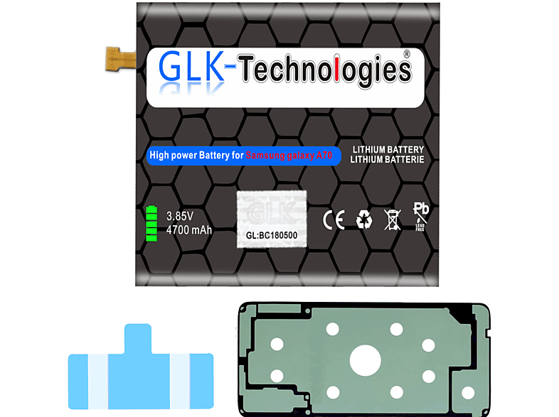 GLK-TECHNOLOGIES High Power Ersatz Akku für Samsung Galaxy A70 SM-A705F / A70 SM-A705DS DUAL SIM 4700mAh Li-Ion Smartphone Ersatz Akku, Lithium-Ionen, 3.85 Volt, 4700mAh