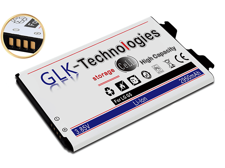 GLK-TECHNOLOGIES High Power LG G5 Ersatz 3.85 Volt, Li-Ion Battery für Akku, 2950mAh Smartphone Ersatz accu Lithium-Ionen, 2950mAh Akku