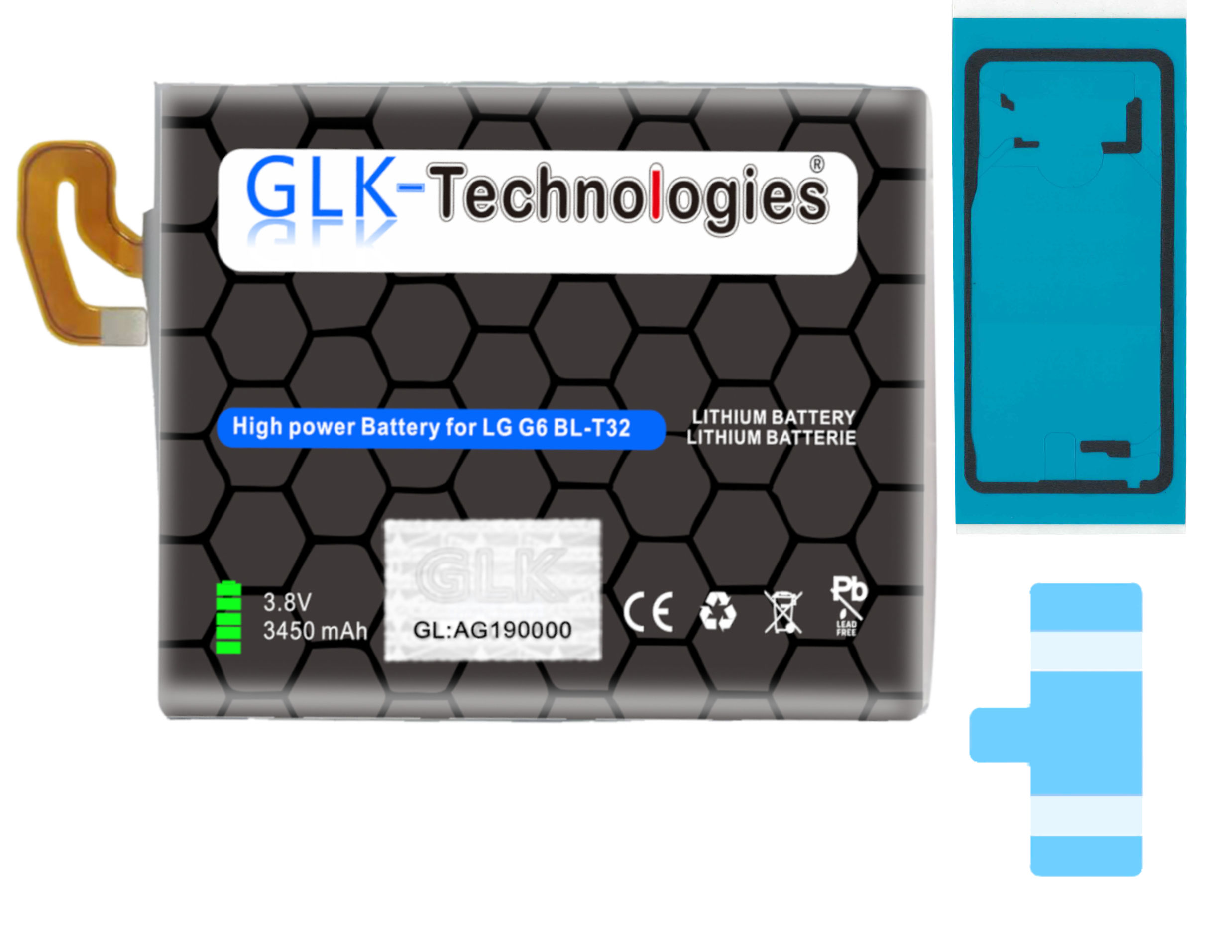 GLK-TECHNOLOGIES High Power Ersatz Akku für LG G6 G6+ Battery  3450mAh accu Li-Ion Smartphone Ersatz Akku, Lithium-Ionen, 3.85 Volt, 3450mAh