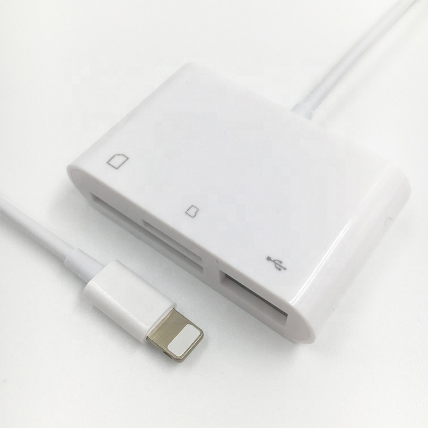 ENGELMANN Lightning auf SD-, USB-A Adapter, Buchse, Mikro-SD-Karte Weiß