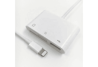 ENGELMANN Lightning auf USB-A Buchse, SD-, Mikro-SD-Karte Adapter, Weiß