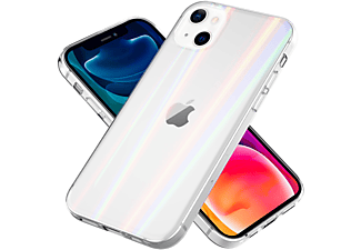 NALIA Klare Hartglas Hülle Regenbogen Effekt, Backcover, Apple, iPhone 13, Transparent