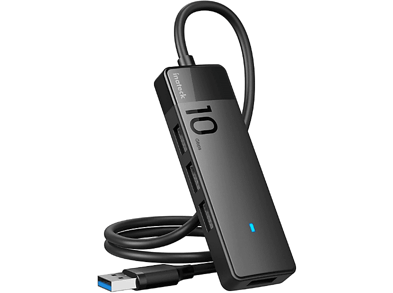INATECK USB Hub mit 4 USB-A-Anschlüssen, USB 3.2 Gen 2 Geschwindigkeit, 50 cm Kabel Hub, schwarz