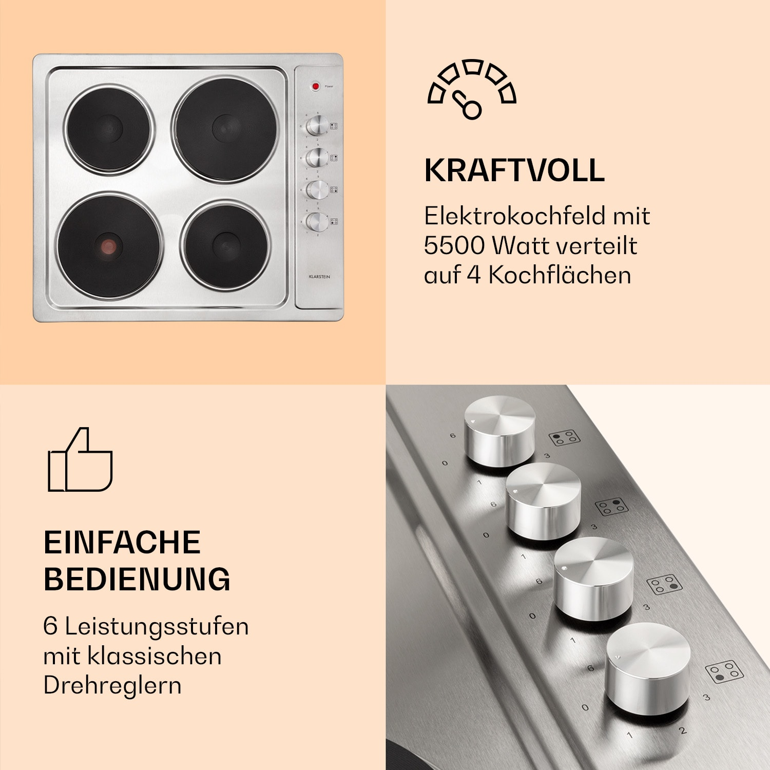 4) Appetito 4 (Kochfelder: KLARSTEIN Elektrokochfeld