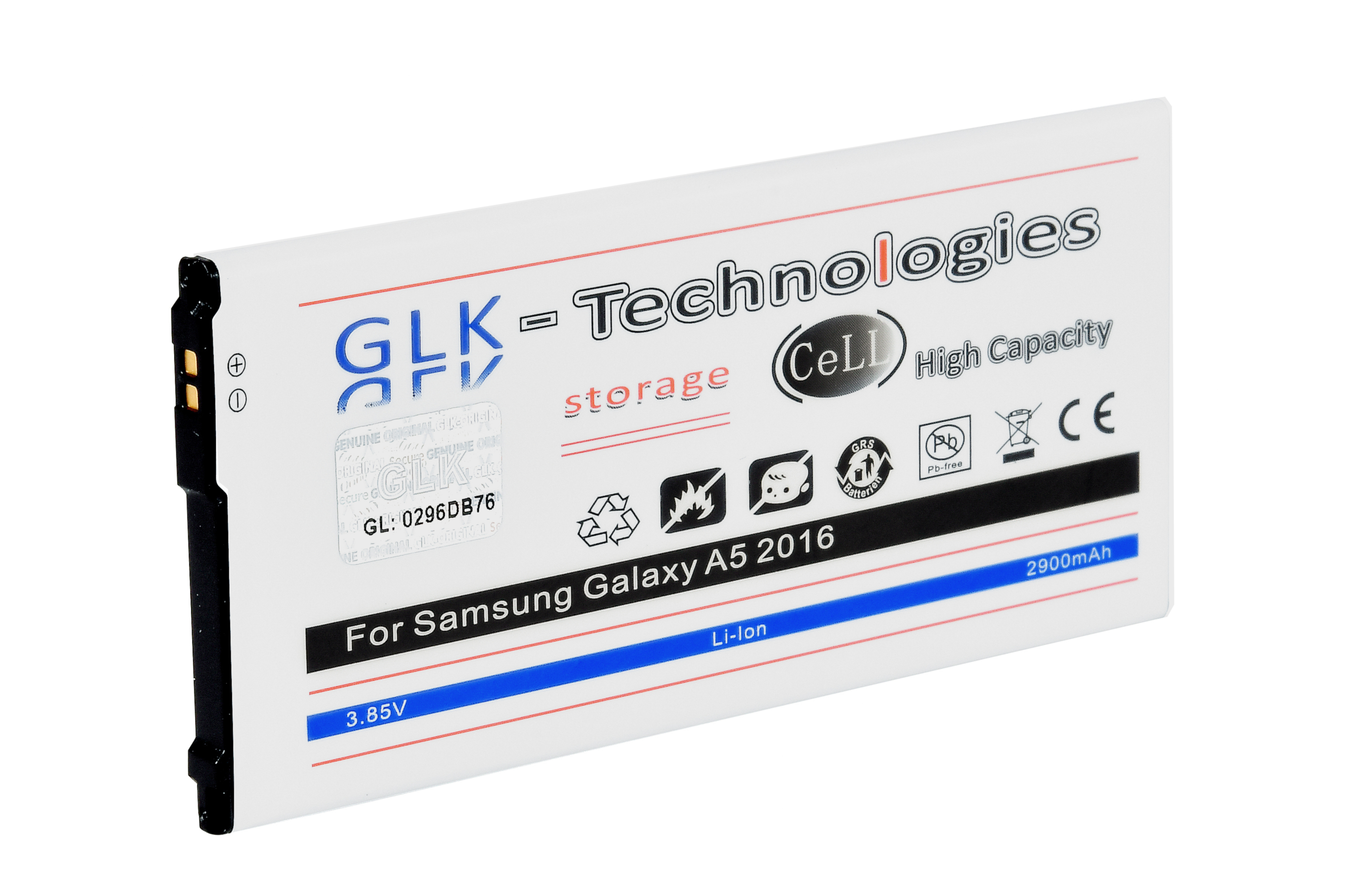 GLK-TECHNOLOGIES High Power Ersatz Akku Smartphone SM-A510F Eb-BA510ABE mAh Galaxy A5 Volt, accu Samsung Ersatz 2016 3.85 Lithium-Ionen, 2900mAh Akku, für Li-Ion mAh 2900