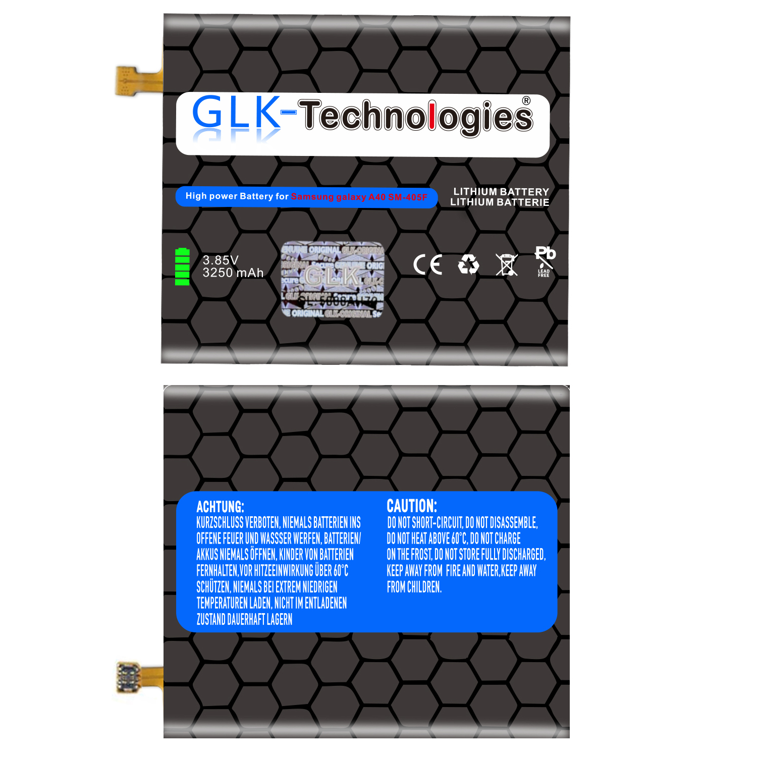 GLK-TECHNOLOGIES High Power Ersatz Akku Lithium-Ionen, Ersatz accu 3250mAh für Smartphone 3250mAh (A405F) Battery Samsung 3.85 Galaxy Li-Ion Akku, Volt, A40