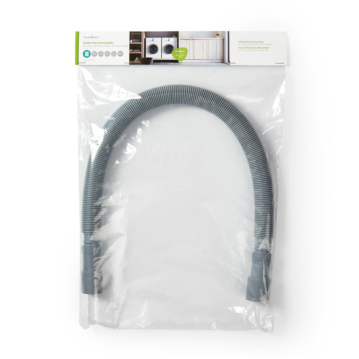 Flexibler grauer Schlauch in einer durchsichtigen Plastiktüte.