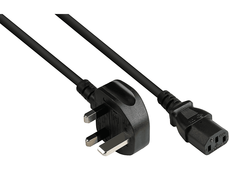 an ASTA, Typ 10A, Netz-Stecker schwarz mm² 1,00 Stromkabel, C13 GOOD England/UK 1363) CONNECTIONS (gerade), schwarz, (BS G