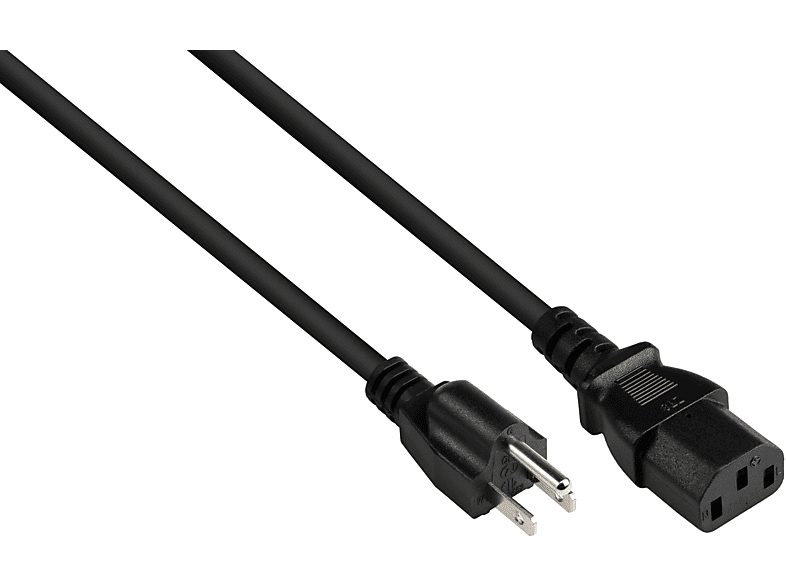GOOD CONNECTIONS Amerika/USA Netz-Stecker Typ B (NEMA 5-15P) an C13 (gerade), UL, schwarz, AWG18 Stromkabel, schwarz