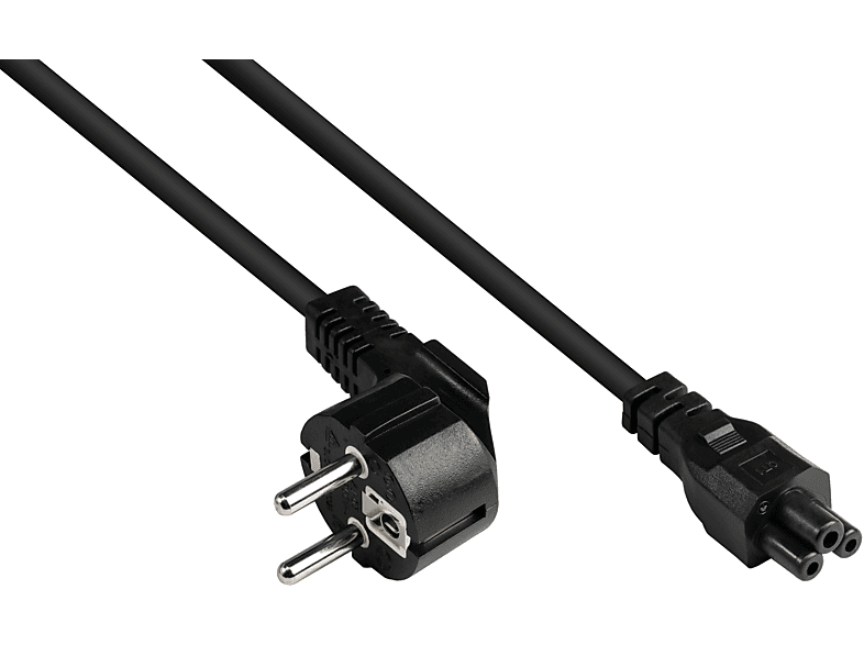 GOOD CONNECTIONS Schutzkontakt-Stecker Typ E+F (CEE 7/7, gewinkelt) an C5 (gerade) für Notebook, schwarz, 0,75 mm² Stromkabel, schwarz | Kabel & Adapter