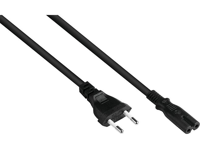 GOOD CONNECTIONS Euro-Euro-Stecker Typ C (gerade) an C7/Euro 8 Buchse (gerade), schwarz, 0,75 mm² Stromkabel, schwarz | Kabel & Adapter