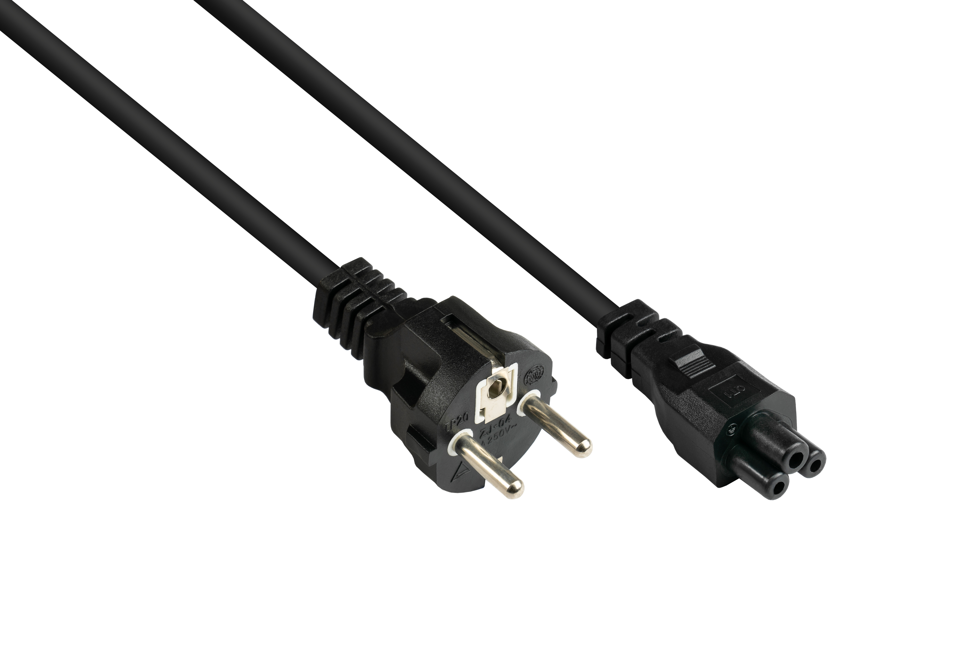 GOOD CONNECTIONS Schutzkontakt-Stecker 7/7, an Stromkabel, Notebook, gerade) (CEE schwarz Typ E+F C5 (gerade) für mm² 0,75 schwarz