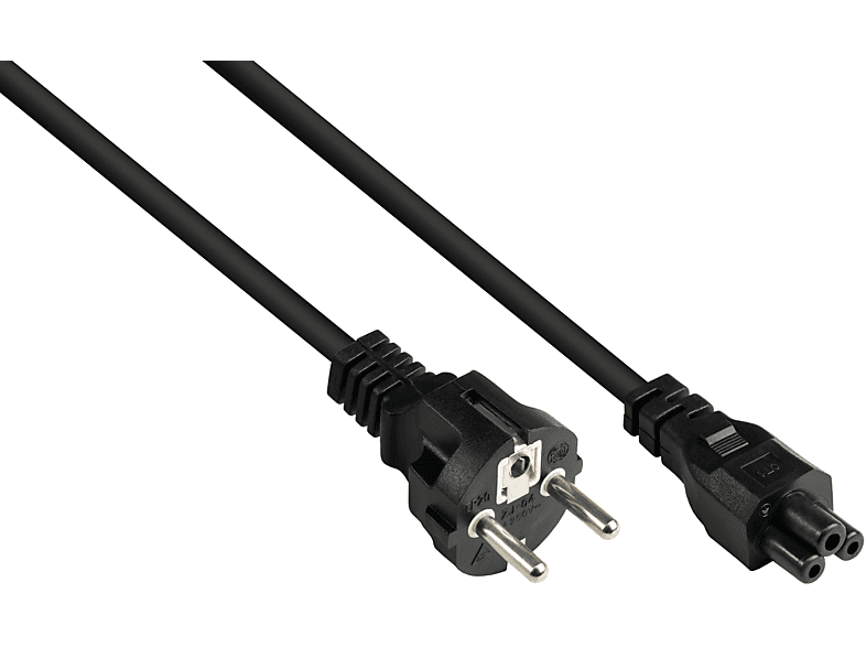 GOOD CONNECTIONS Schutzkontakt-Stecker Typ E+F (CEE 7/7, gerade) an C5 (gerade) für Notebook, schwarz, 0,75 mm² Stromkabel, schwarz