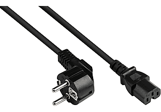GOOD CONNECTIONS Schutzkontakt-Stecker Typ E+F(CEE 7/7, gewinkelt) an C15 Warmgerätebuchse(gerade), schwarz, 1,00 mm² Stromkabel, schwarz