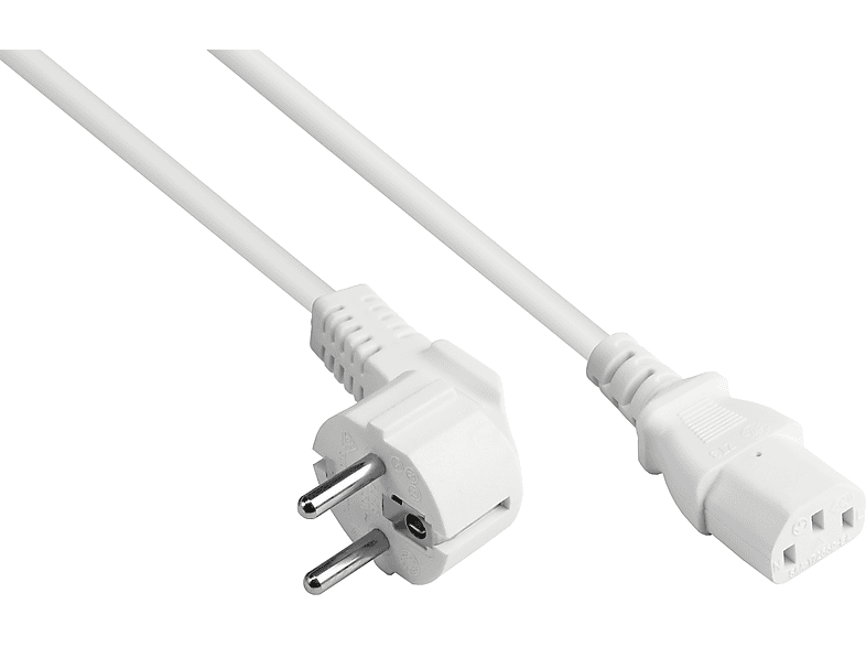 Stromkabel, GOOD (CEE mm² C13 Typ (gerade), 1,50 E+F weiß, an 7/7, weiß gewinkelt) CONNECTIONS Schutzkontakt-Stecker